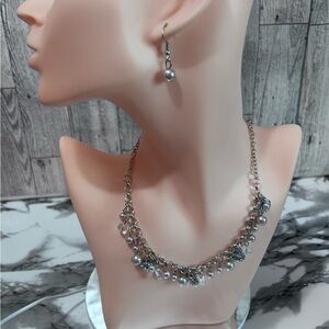 Paparazzi Silver Pearl Necklace and Earring Set